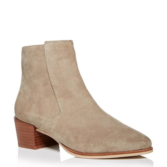 RAG & BONE Rover Zip Mid Heel Booties ALMOND Block Sz 38.5/8.5 - Picture 1 of 8